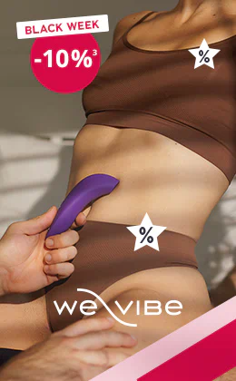 Werbebanner mit We-Vibe-Produkt und Smartphone-App. Als Störer steht "Black Week - 10%". Unterhalb steht in einem rotfarbenem Button "Zuschlagen & sparen".