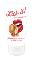 Gel “Erotic Massage Gel Sparkling Wine and Strawberry“ mit Erdbeer-/Sekt-Aroma