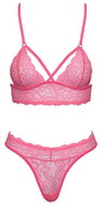 Dessous-Set aus pinkfarbener Spitze