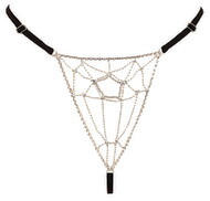 String mit Glitzer-Front aus Strass und Perlen