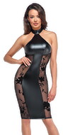 Kleid „Libido Exclusive“ im Powerwetlook mit samtbeflockten Powernet-Einsätzen