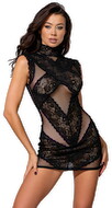 Minikleid aus Netz und Spitze