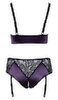 Bralette plus Straps-Slip ouvert im edlen Mix aus Satin und Spitze