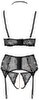 3-teiliges Straps-Set aus Spitze mit Strasskettchen-Besatz