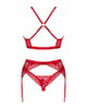 3-teiliges Straps-Set „Lacelove“ aus roter Spitze