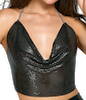Metallic-Top mit Wasserfall-Ausschnitt