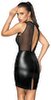 Kleid im trendigen Mix aus Powernet und Powerwetlook, edle Stickerei über dem Dekolleté