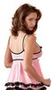 Babydoll plus String aus doppellagigem Powernet mit Spitze