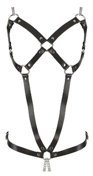 Harness aus Leder mit Metallketten im Schritt