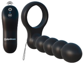 Penisring „Remote Control Double Penetrator“, mit Analdildo und Vibration per kabelloser Fernbedienung.