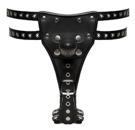 Hauptbild von Leder-String mit 3 Latex-Dildos