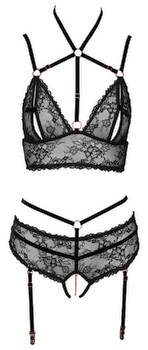 Hauptbild von Bralette plus Straps-Slip aus Spitze mit Samtdetails, Strapse abnehmbar