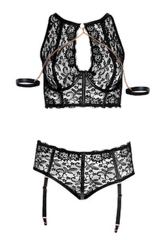 Bralette plus Straps-Slip inklusive Handfesseln