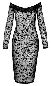 Kleid aus Powernet mit Leo-Samtflockprint