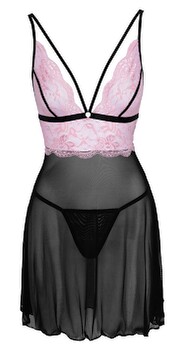 Babydoll plus String aus Powernet und Spitze