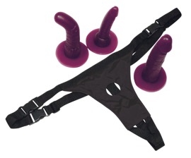 Umschnalldildo-Set "Strap-On“ mit 3 Dildos zum Austauschen