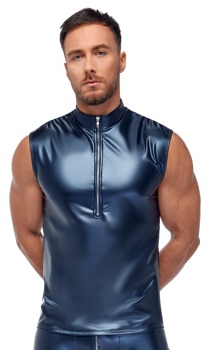 Shirt im Blue Metallic-Mattlook