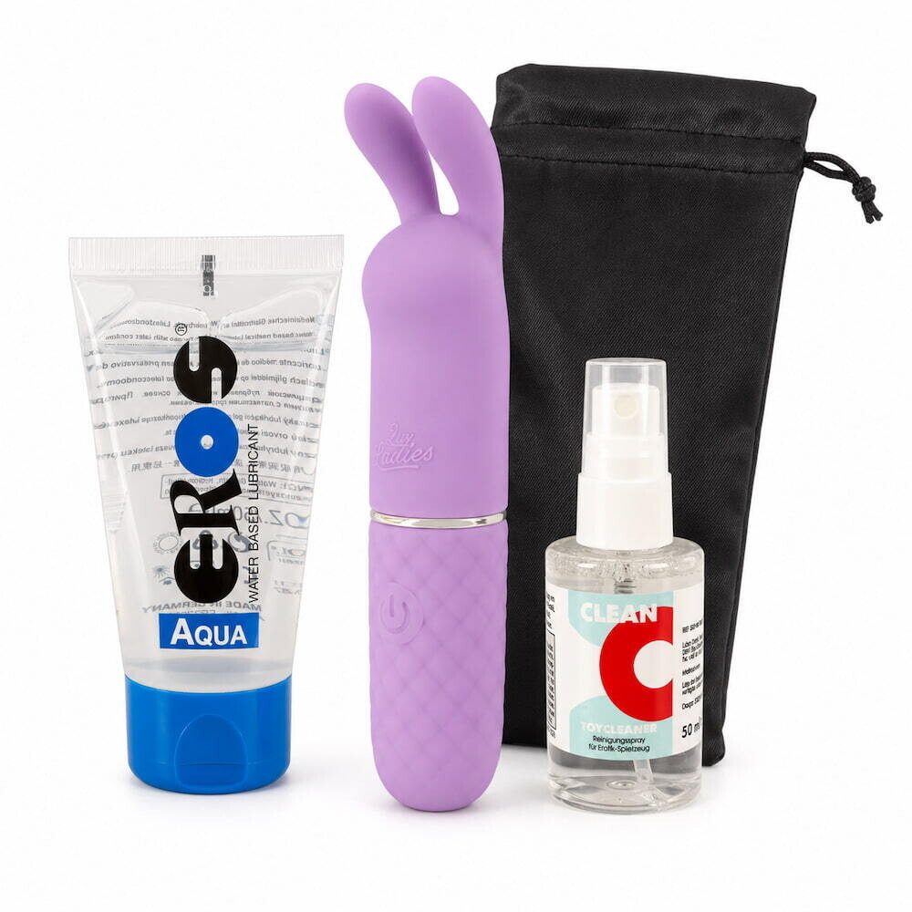 First Vibrations – Starter Set mit Klitorisvibrator, Gleitgel, Cleaner & Toybag