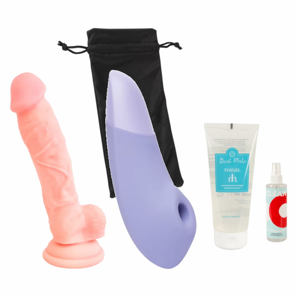 Officially Free – Premium Solo Set mit Womanizer, Silikondildo, Gleitgel, Cleaner & Toybag
