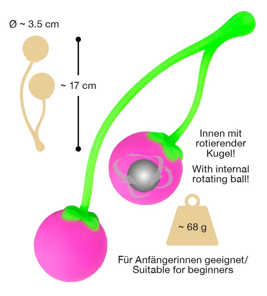 Liebeskugeln „Sweet Cherry“, 2 Kugeln, 69 g, Ø 3,5 cm, Silikon