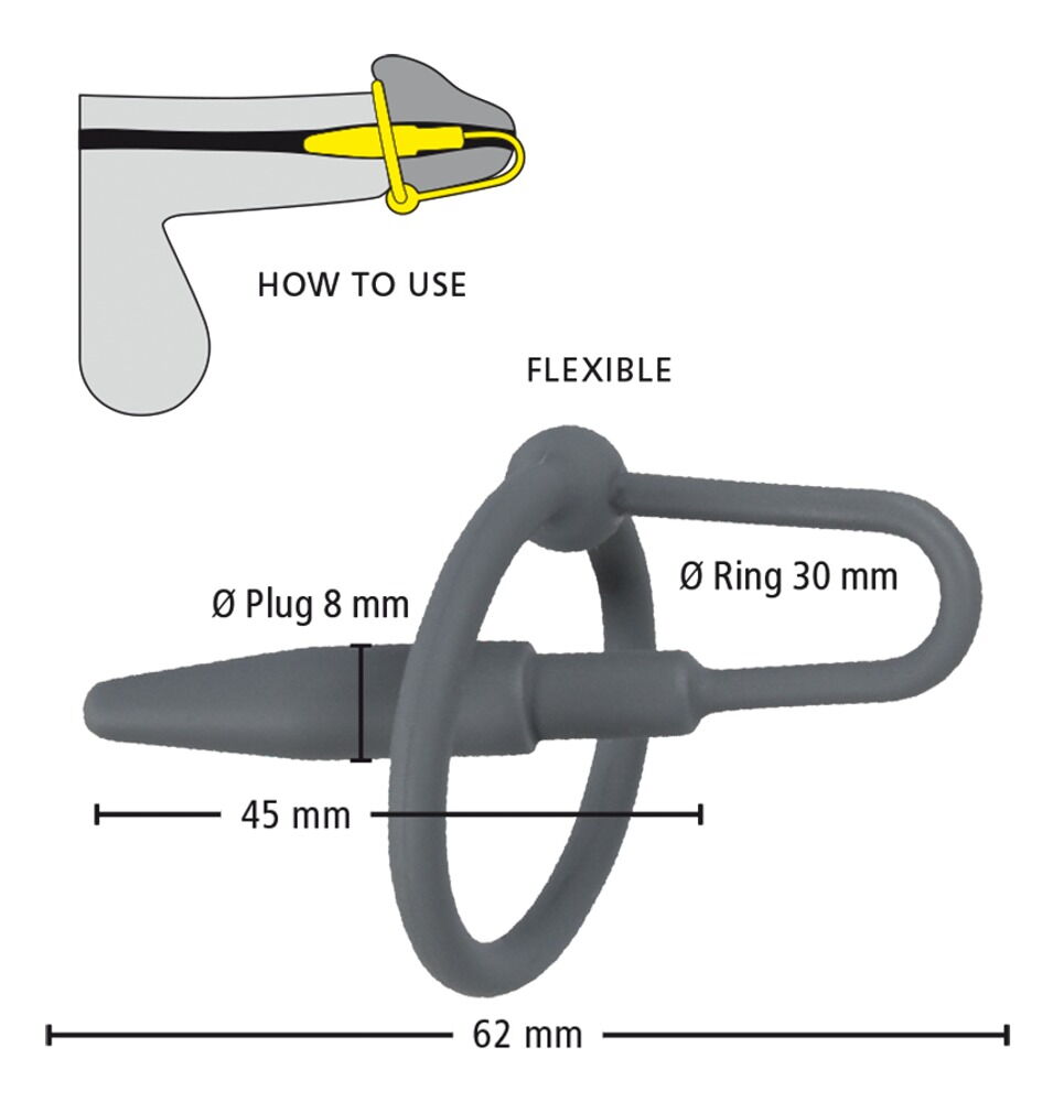 „Penisplug With Glans Ring“ mit Eichelring, komplett aus Silikon