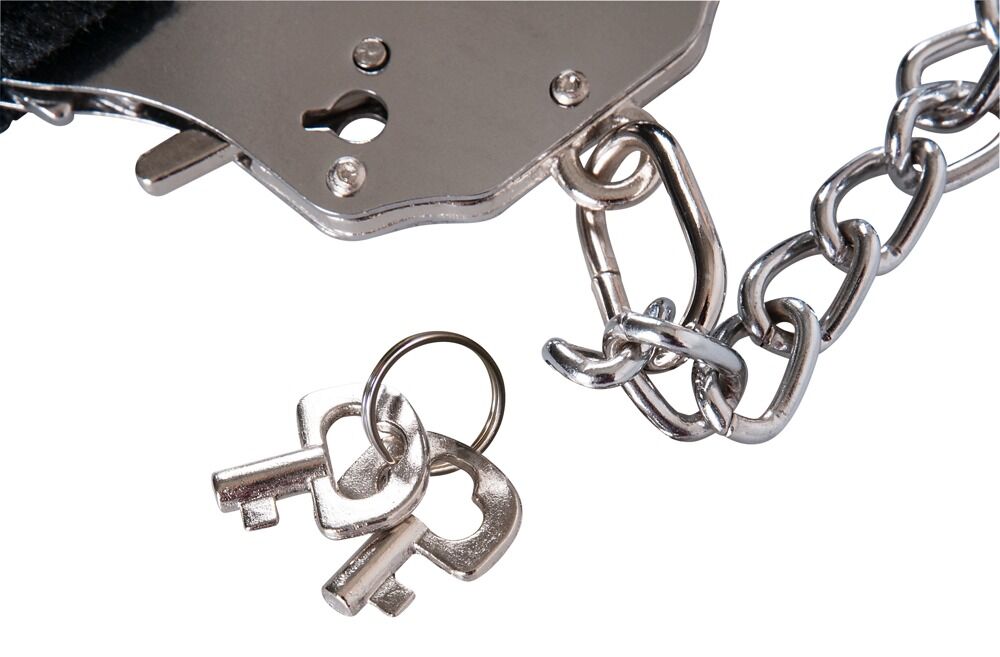 Handschellen „the bigger handcuffs“ mit Plüsch und langer Kette