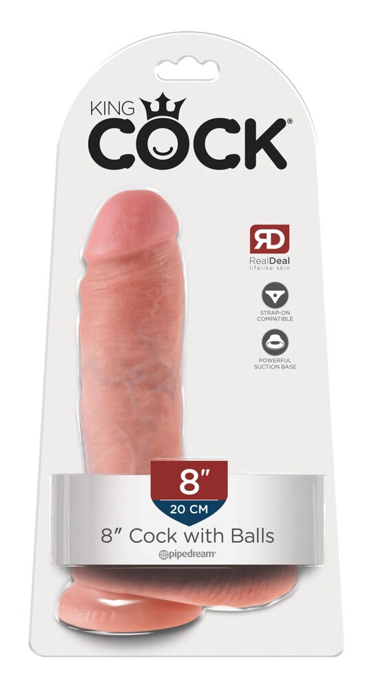 Dildo „8" Cock with Balls“, 21 cm, mit Hoden