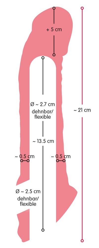 Penishülle mit Hoden-Öffnung, verlängert um 5 cm