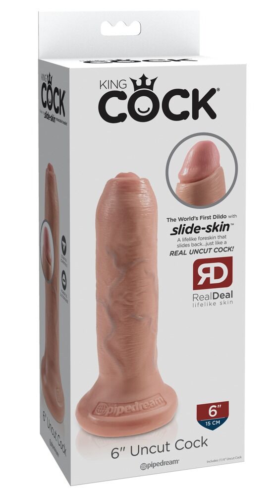 Dildo „6" Uncut Cock“ mit beweglicher Vorhaut