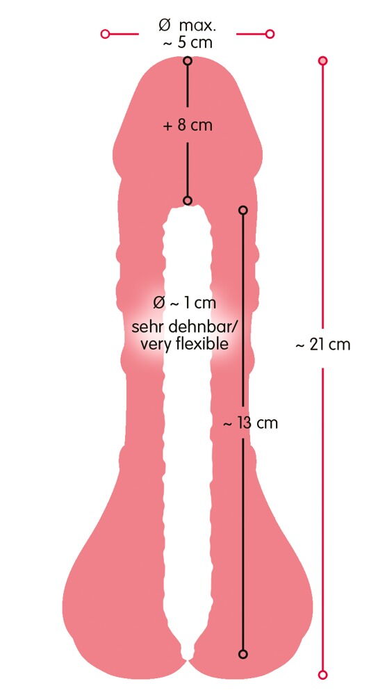 Penishülle „2 in 1 Extension + Masturbator“, 21 cm lang, 13 cm tief