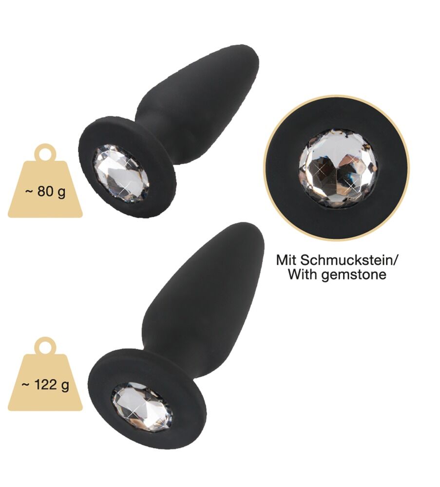 2er-Set Analplugs mit Glitzerstein