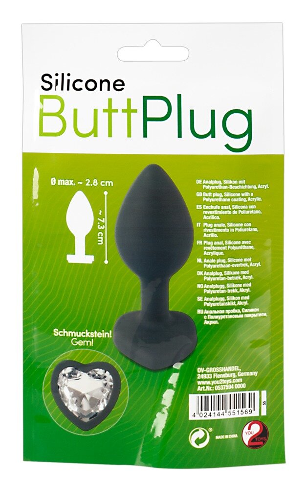 Analplug „Silicone Butt Plug“, mit Schmuckstein