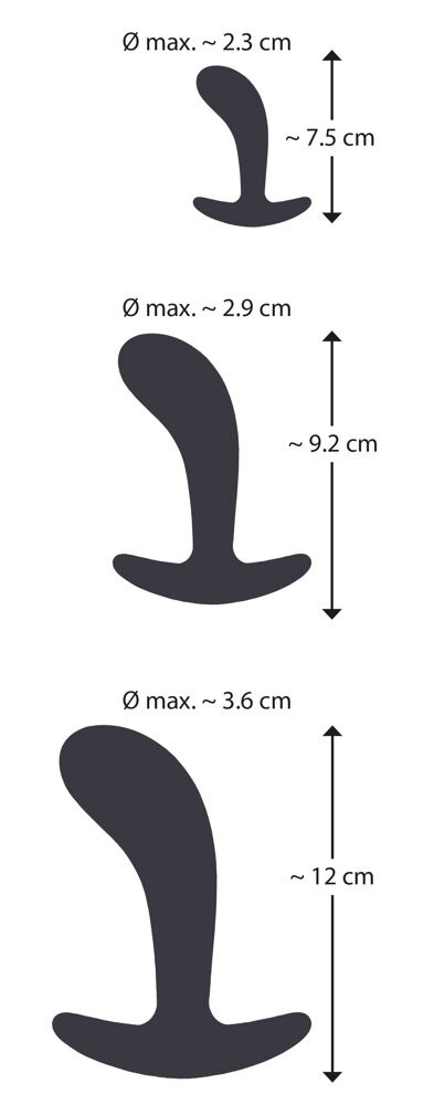 3-teiliges Set „Analplugs“, verschiedene Größen und Gewichte