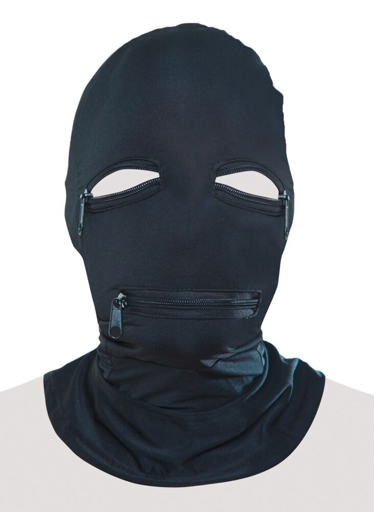 Kopfmaske „Zipper Face Hood“, aus elastischem Stoff