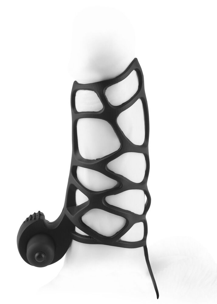 Penismanschette „Extreme Silicone Power Cage“, mit Vibration, 12 cm