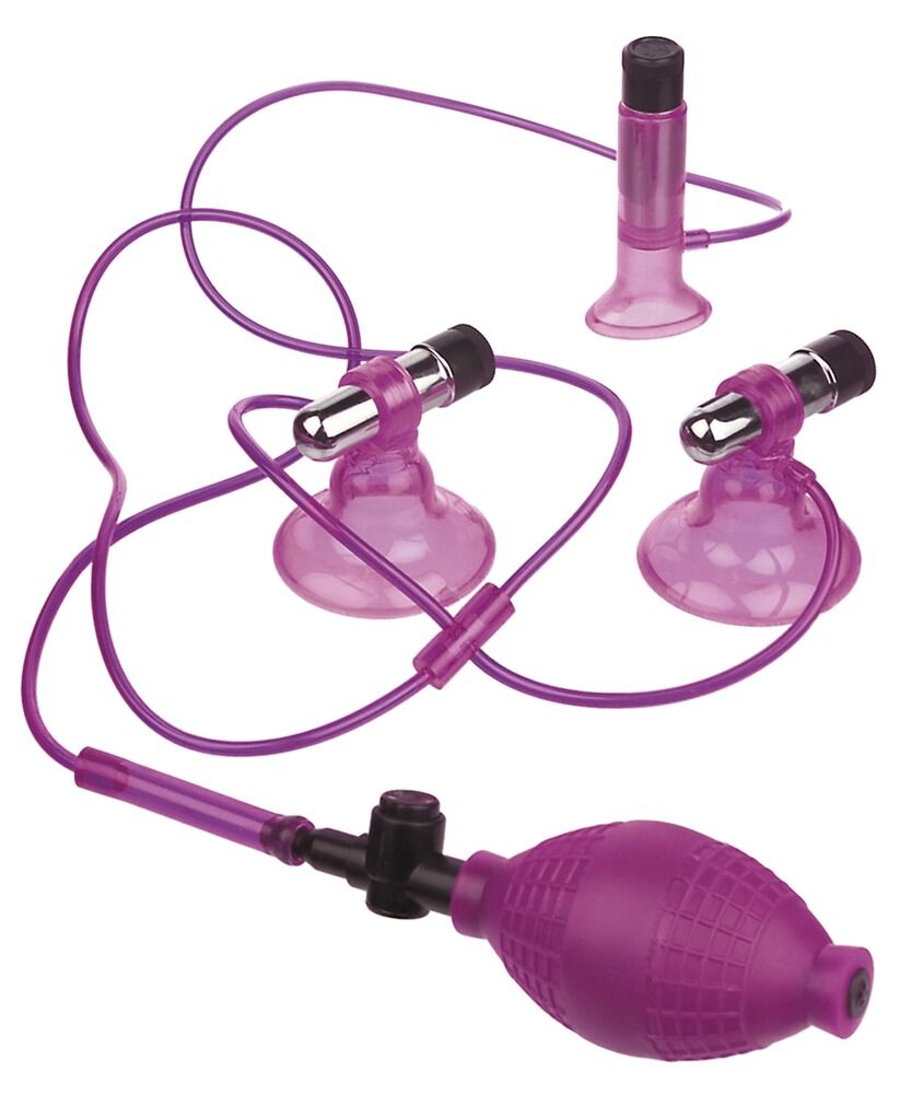 Nippel- und Klitorissauger „Vibrating Triple Suckers“, mit Vibration