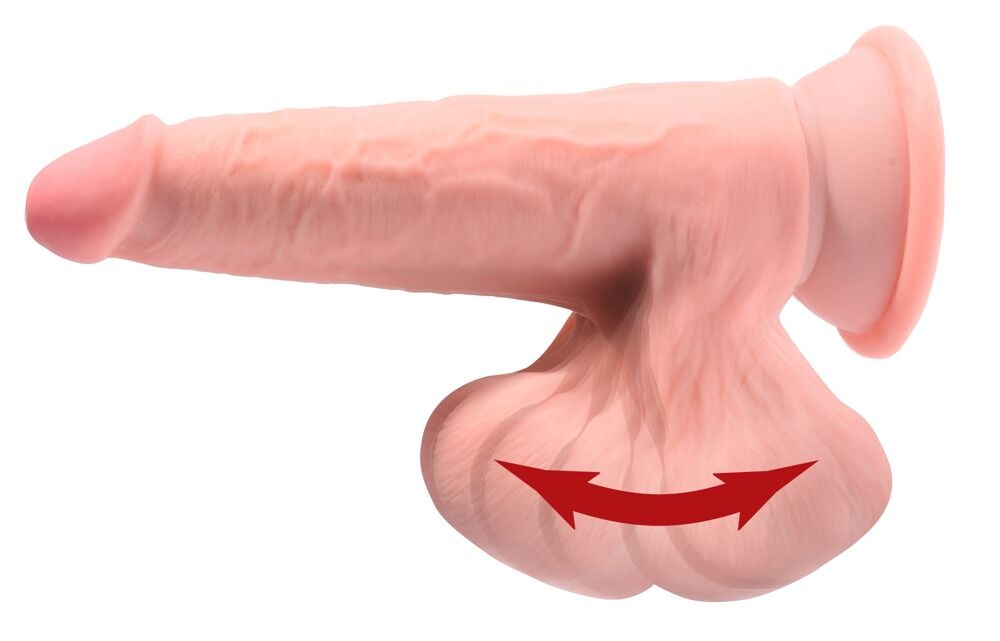 Dildo „Triple Density Cock with Swinging Balls“, hyperrealistisch mit schwingenden Hoden