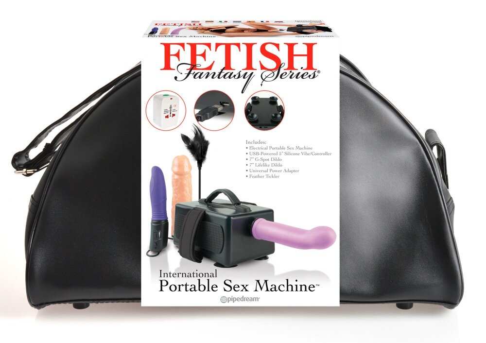 Sexmaschine „International Portable Sex Machine“ mit 2 Dildos plus Vibrator