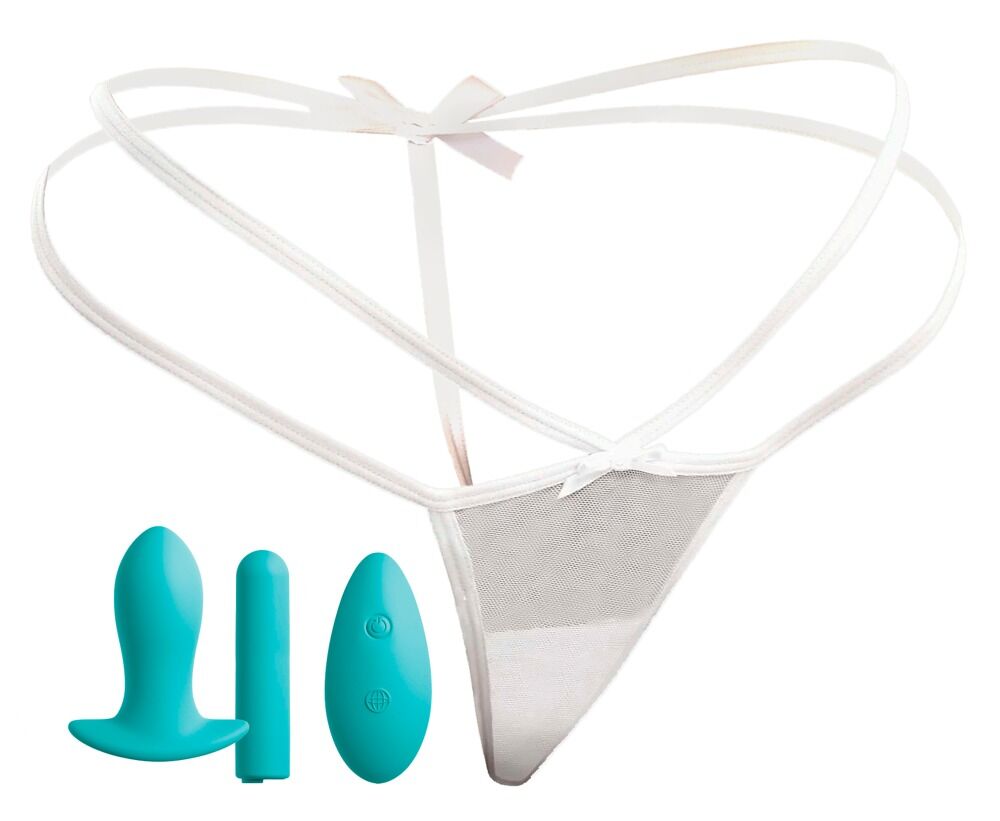 Vibro-Slip „Remote Bow-Tie G-String“ inkl. Vaginalplug, Vibrobullet, kabellose Fernbedienung