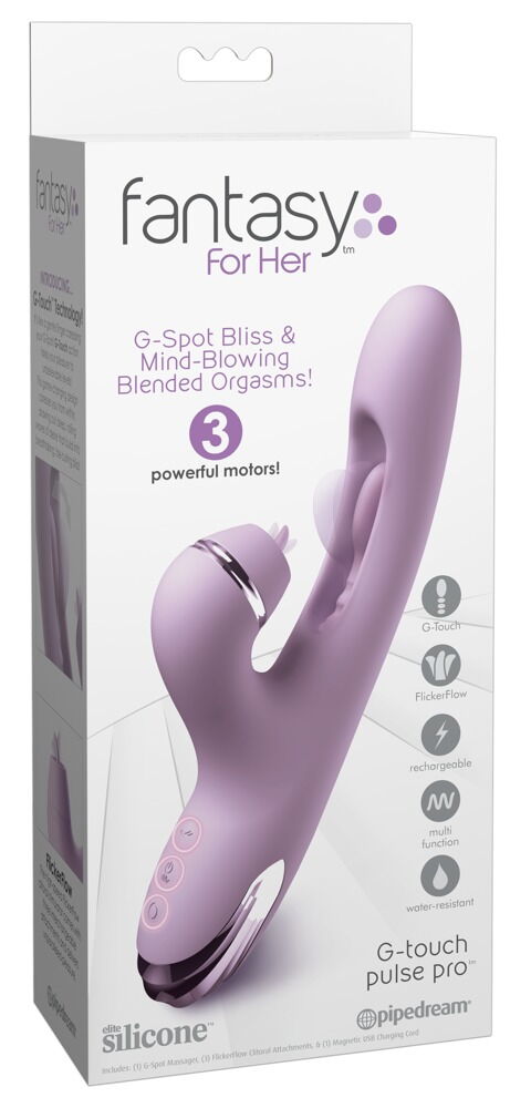 Rabbitvibrator „G-Touch Pulse Pro“ inklusive 3 Klitoris-Aufsätze
