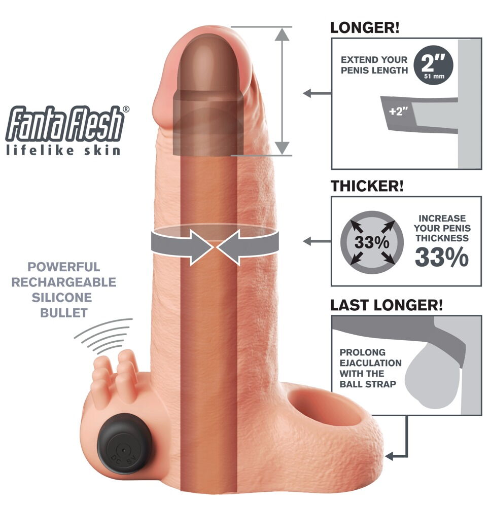 Penishülle „Vibrating Real Feel 2" Extension“ mit Vibration