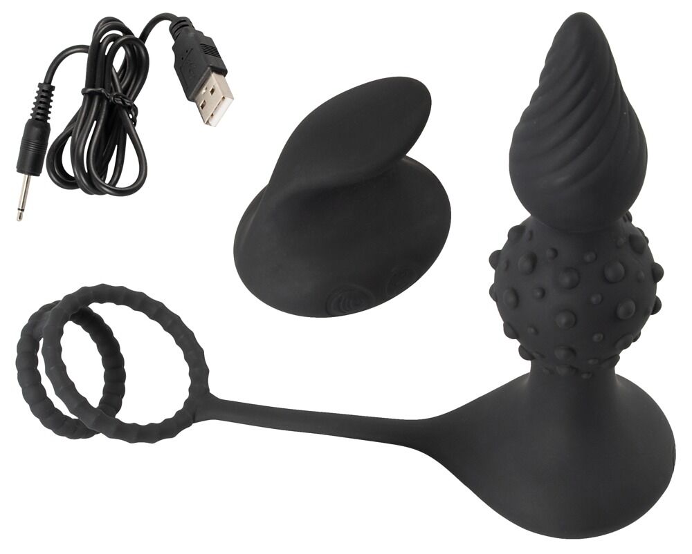 Penis-/Hodenring „RC Butt Plug with Cock & Ball Rings“ mit Vibro-Analplug