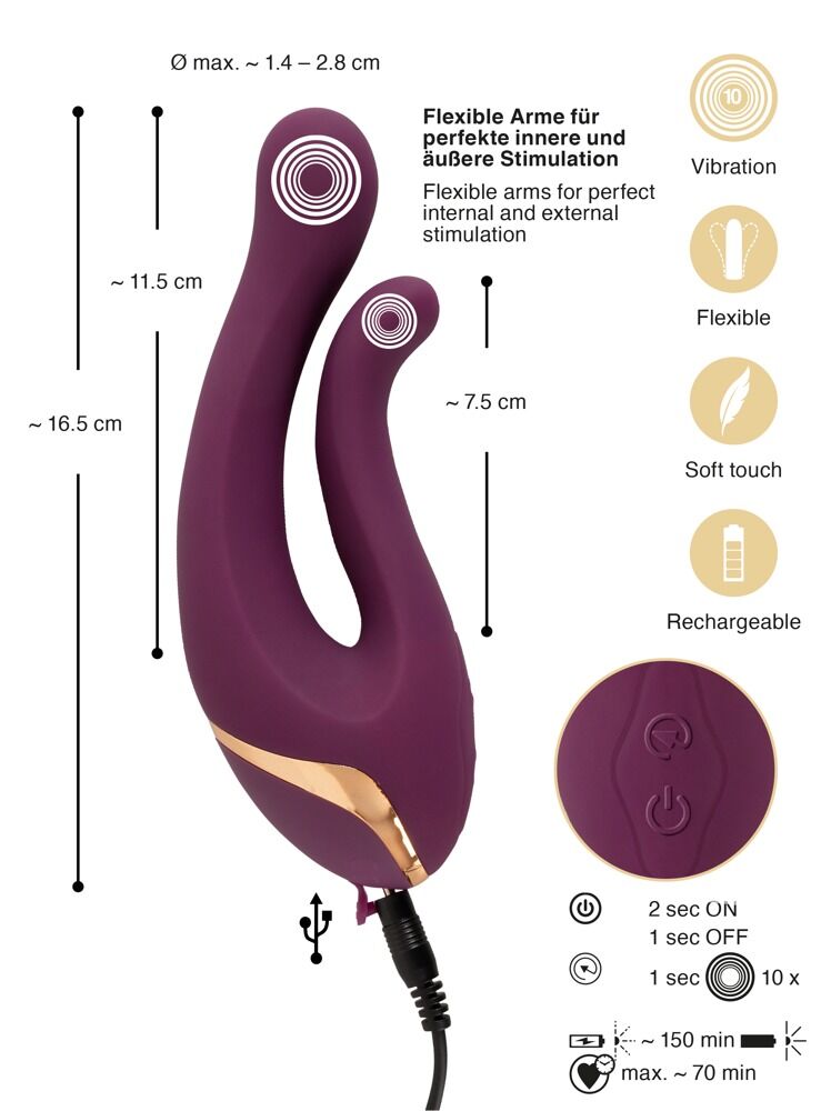 „Doppelvibrator“ mit flexiblen Armen