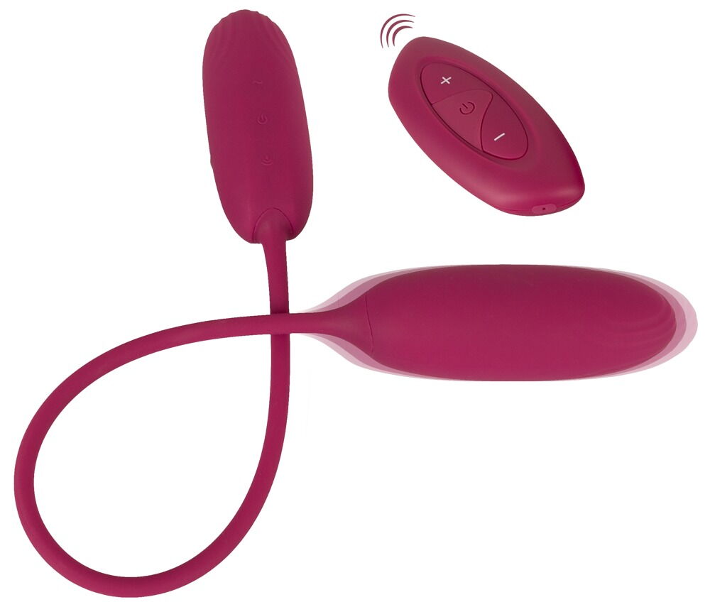 Doppel-Vibrobullet „RC Shaking & Vibrating Love Egg Duo“ verbunden mit 31-cm-Silikonband