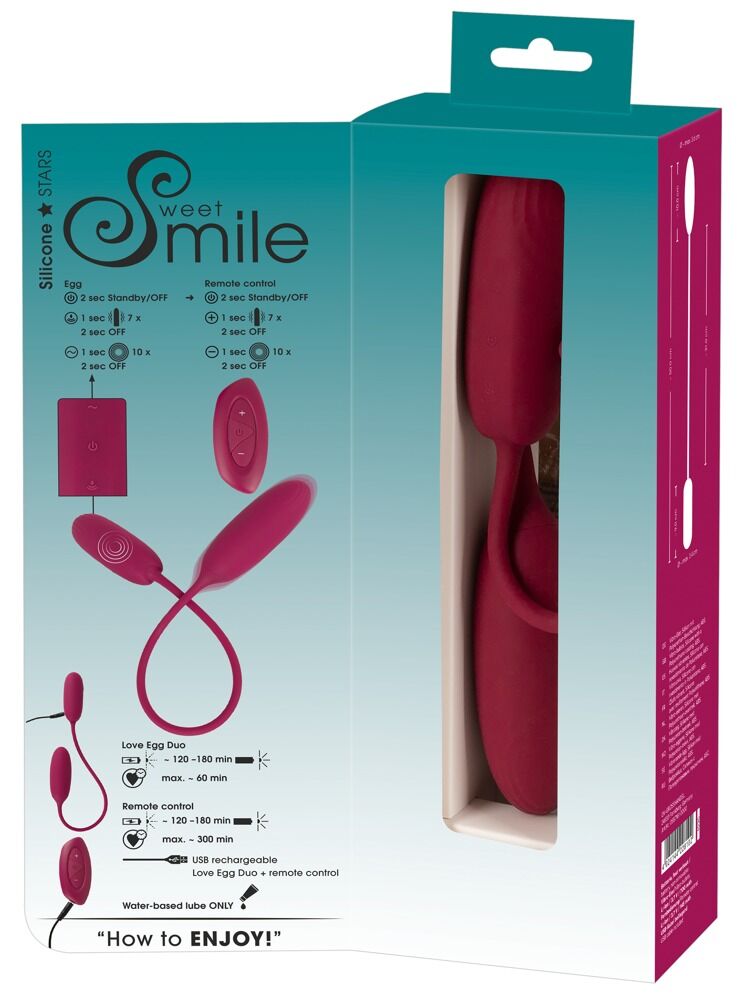 Doppel-Vibrobullet „RC Shaking & Vibrating Love Egg Duo“ verbunden mit 31-cm-Silikonband