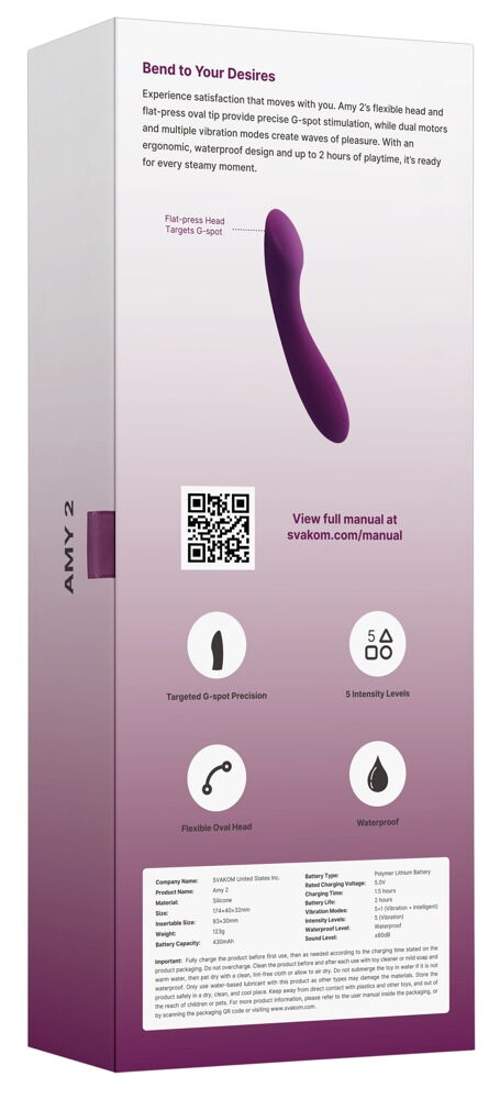 Vibrator „Amy 2“ mit 5 Vibrationsmodi in 5 Speeds