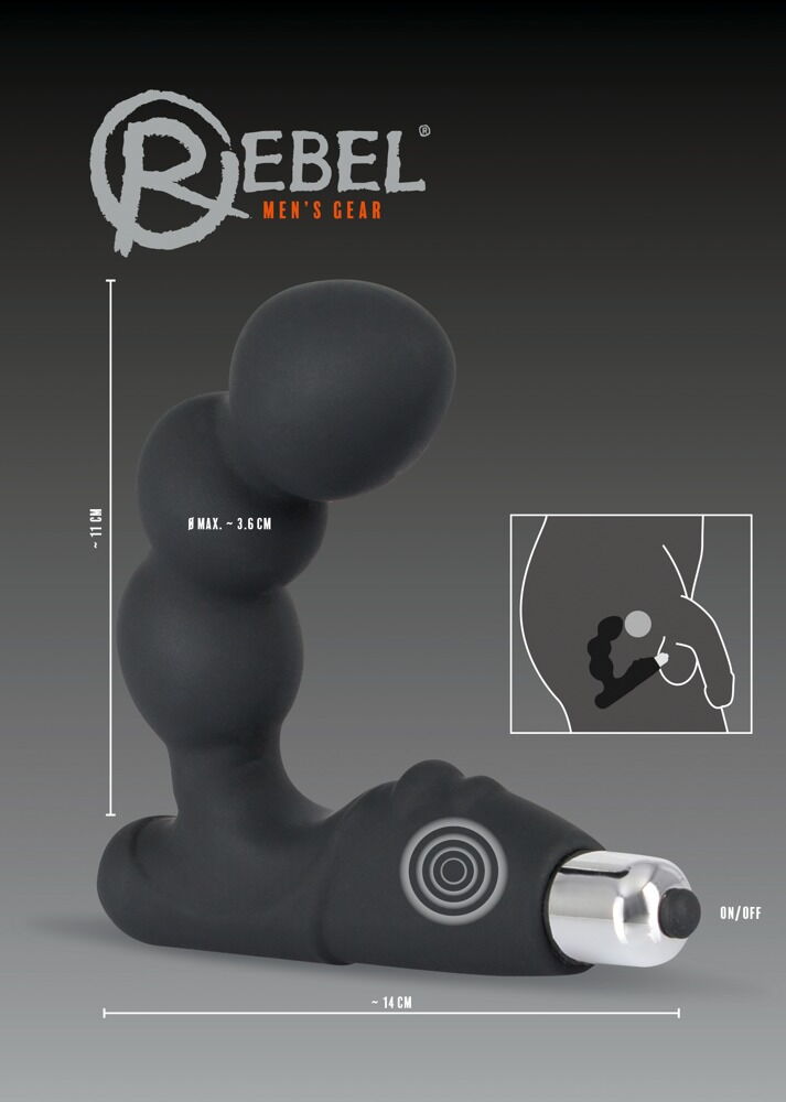 Prostatavibrator „Bead-Shaped Prostate Stimulator“, 14 cm, mit 3 Kugeln