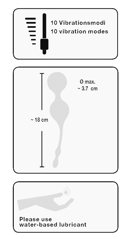 Vibrokugeln, 2 Kugeln, 73 g, Ø 3,7 cm, 10 Vibrationsmodi, Silikon mit PU, ABS