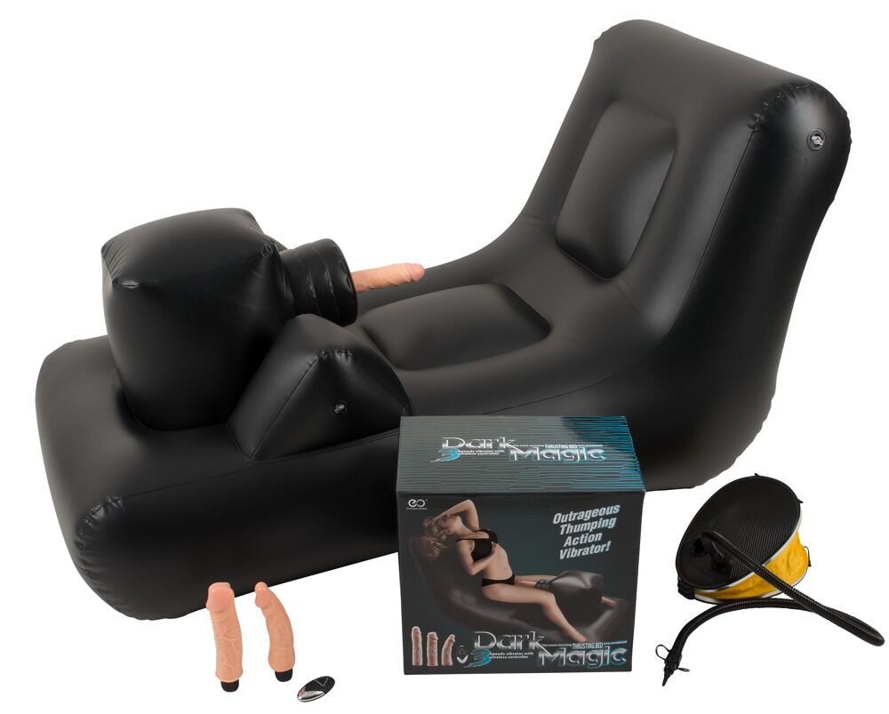 Sex-Liege „Dark Magic Thrusting Bed“ mit Stoßfunktion + 3 Vibratoren + Fußpumpe