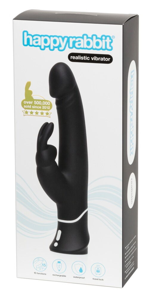 Rabbitvibrator „Realistic Vibrator“ mit 2 Motoren, 25,5 cm